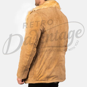 Chaqueta de Cuero de Gamuza para Hombre, Forro de Piel Sintética de Lujo, Cuello de Borrego, Abrigo Cálido de Invierno, Prenda Exterior Clásica y a la Moda - Product Image 2