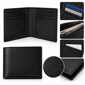 Premium Saffiano-Grain PU Leather Vintage Foldable <b>Wallet</b> for <b>Card</b> <b>Holder</b> & Cash - Product Image 6