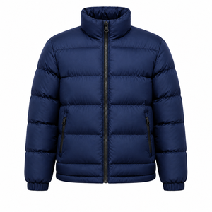 Custom Solid Color <b>Men</b> Puffer <b>Jacket</b> Warm Windproof Stand Collar Winter Coat Down Alternative Padding Bubble Outerwear Item Shop - Product Image 1