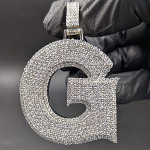 Colgante de Plata de Ley 925 con Letra G, Diamante Moissanita VVS, Colgante con Nombre Personalizado, Colgante de Estilo Hip Hop para Hombre y Mujer - Product Image 1