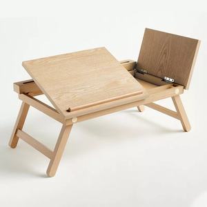 Plateau de service carré réglable classique en placage MDF fait main, finition polie écologique, portable pour le petit-déjeuner et l'utilisation dans le salon - Product Image 1