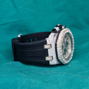 Reloj de Moissanita con Cuarzo, Lujoso, Totalmente Automático, Correa de Acero Inoxidable Negra, Cuadrado, Estilo Ejecutivo, Envío desde EE. UU. y Reino Unido - Product Image 1