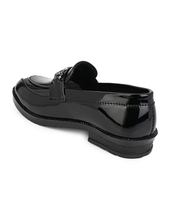 Obsidian Black Patent Leather Elite Chain Loafers for Boys Premium Formal Party Wear Slip on Comfortable <b>Soft</b> Cushioned - Product Image 1