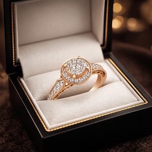 แหวนแต่งงานเพชรแท้ทรงกลม 0.60 กะรัต ประดับเพชรรอบวง สำหรับผู้หญิง ทองคำขาว 14K |   แหวนของขวัญเครื่องประดับวันครบรอบการหมั้นสำหรับเจ้าสาวที่สง่างาม - Product Image 2