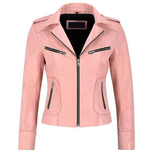 <b>Women</b> Leather <b>Jacket</b> Minimal Style Front Closure Soft Premium Casual Fashion Outerwear Custom OEM ODM Wholesale Factory - Product Image 5