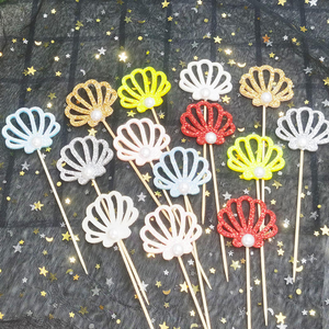 ของตกแต่งงานวันเกิดธีมชายหาดเปลือกหอยวิบวับ อุปกรณ์ตกแต่งโต๊ะขนมหวาน สไตล์มหาสมุทร ที่เสียบเค้ก - Product Image 4