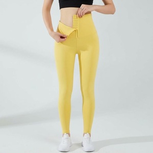 Leggings de sport taille haute pour femme, effet ventre plat, avec fermeture corset à crochets devant et dos en dentelle, pour fitness et yoga, séchage rapide - Product Image 2