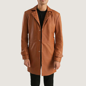 Manteau en cuir de luxe pour homme, élégant, coupe longue, matière durable, idéal pour la mode d'hiver et les événements formels - Product Image 1