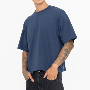 Camiseta Corta Holgada para Hombre, Material de Algodón Grueso, Corte Relajado, Manga Corta, Estilo Urbano Moderno para Venta al Por Mayor - Product Image 4