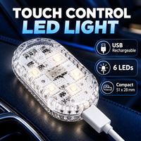 Lampe tactile LED pour voiture, rechargeable par USB, éclairage d'ambiance intérieur, lampe de lecture, 6 LED, éclairage de l'espace des pieds, vente en gros