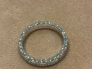 Anillo de eternidad completo con diamantes de moissanita brillantes de corte redondo, plata 925 original, estilo romántico, regalo para novias - Product Image 6