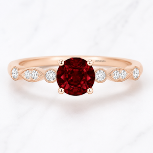 <b>Garnet</b> Diamond Engagement <b>Ring</b> for Women Round Red Gemstone 10K 14K 18K Gold & 925 <b>Silver</b> 935 <b>Silver</b> - Product Image 5