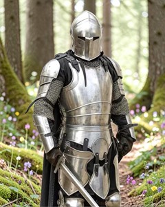 Armadura medieval de la mejor calidad, tipo Sugarloaf, en acero dulce de calibre 18, con acabado pulido, tamaño completo, aproximadamente 7 pies, con acabado pulido. - Product Image 5