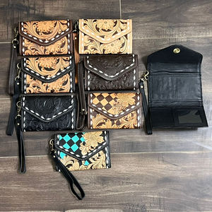 Premium Handcrafted Genuine Cow Leather Tooled Floral <b>Wristlet</b> Wallet for Women Western Clutch Card Holder RFID Travel Wallet - Product Image 4