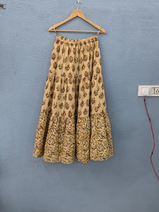 กระโปรงผ้าฝ้ายพิมพ์ลายด้วยมือ ชุดพื้นเมือง กระโปรงยาวทรงแม็กซี่สำหรับผู้หญิง ชุดเดรสฤดูร้อน กระโปรงลำลอง ของขวัญสำหรับเธอ - Product Image 4