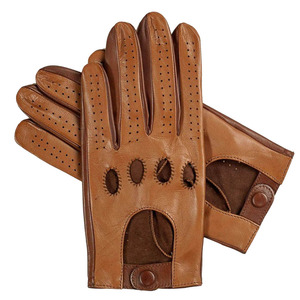 Fashionable Genuine Leather <b>Driving</b> <b>Gloves</b> Wrist Length Breathable Retro Style For Casual Wear Spring Autumn Unlined Brown Color - Product Image 4