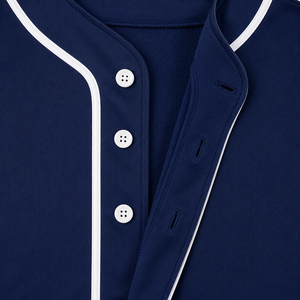 Maillot de baseball unisexe à manches courtes, bleu marine et bleu clair, en polyester anti-humidité, coupe classique, transfert thermique - Product Image 3
