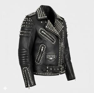 แจ็คเก็ตหนังแกะทรงสลิมฟิตสำหรับผู้ชาย คุณภาพพรีเมียม ตกแต่งหมุดหนัก กันน้ำ กันลม ระบายอากาศได้ดี เป็นมิตรต่อสิ่งแวดล้อม - Product Image 2