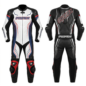 ชุดแข่งรถมอเตอร์ไซค์หนังแท้แบบชิ้นเดียวสำหรับผู้ชาย Speedfreak สีขาว น้ำเงิน แดง ระบายอากาศได้ดี ใช้ได้ทุกฤดู - Product Image 3