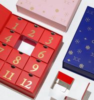 Boîte de calendrier de l'Avent personnalisée en gros, 12 jours, tiroirs vides, boîte mystère, emballage cadeau compte à rebours de Noël avec logo en feuille d'or
