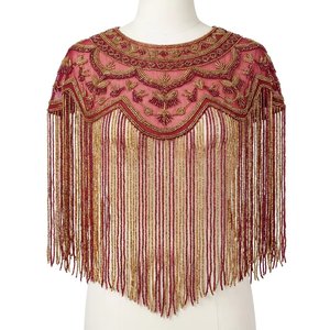 Conjunto de Disfraz de Danza del Vientre Vintage con Hombros Descubiertos, Patrones Florales/Geométricos, 100% Poliéster, Bordado con Cuentas, Transpirable y Ecológico - Product Image 1