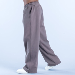 Pantalon de jogging pour homme surdimensionné à jambe droite, en molleton de coton épais, avec logo personnalisé OEM, idéal pour la gym et le streetwear, vente en gros - Product Image 2