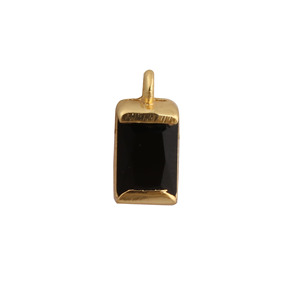 Pendentifs en laiton plaqué or avec onyx noir, bijoux tendance pour femmes, pour la fabrication de colliers, vente en gros - Product Image 3