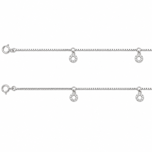 925 Sterling Silver Dangle Cubic Zirconia <b>Anklet</b> for Women High Polish Minimalist Chain Design Daily Wear Beach Party - Product Image 2