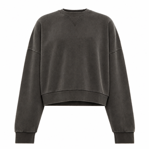 Ensemble de sweat-shirts à col rond surdimensionnés et lavés personnalisés |   Pull-over streetwear vintage premium délavé à l'acide - Product Image 5