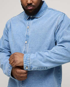 New Arrival Summer Casual Men's Plus Size Solid Denim Breathable Tracksuit Custom Embroidered Logo 2-Piece Shirt Short <b>Set</b> - Product Image 2