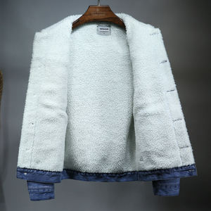 Veste en jean d'hiver pour homme, style décontracté, chaude et épaisse, avec col en fourrure, type bomber, vêtement d'extérieur - Product Image 2