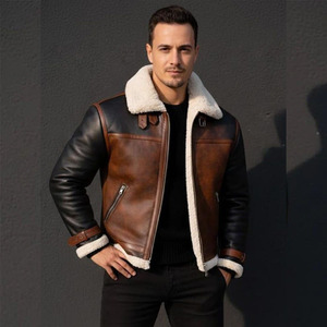 Comfortex International Handmade <b>Men</b>’s Olive Green <b>Leather</b> <b>Jacket</b> <b>Brown</b> Trim Vintage Style Genuine <b>Leather</b> Coat Slim Fit Casual - Product Image 2