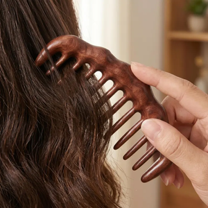 Peine de madera de sándalo de dientes anchos |   Desenredador de Cabello de Madera, Herramienta de Masaje Antiestática para el Cuero Cabelludo, Cuidado Natural del Cabello, Regalo de Perfect Enterprises - Product Image 5