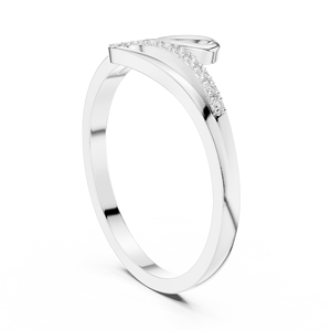 แหวนเงินสเตอร์ลิงชุบทอง10K ประดับเพชรโมอิสและเพชร CZ ด้านข้าง - Product Image 5