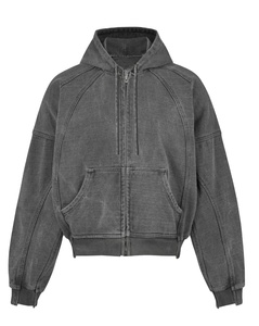 Sweat-shirt à capuche unisexe de haute qualité en coton personnalisé avec impression ou broderie de logo personnalisé, fermeture éclair - Product Image 1