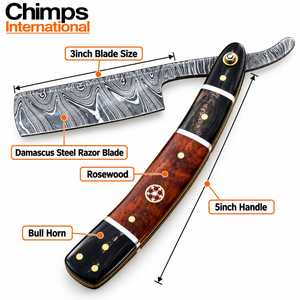 Navaja Plegable Tradicional Hecha a Mano de Acero de Damasco, Lista para Afeitar, para Uso Industrial y de Barbería, con Mango de Madera, OEM Disponible - Product Image 2