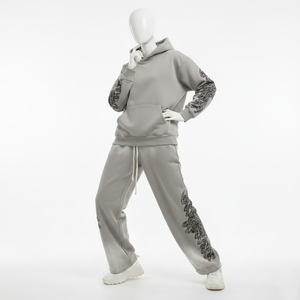 SHY SPORTS OEM Pantalon de jogging évasé personnalisé effet vieilli en coton biologique épais avec empiècements latéraux, style streetwear premium - Product Image 2