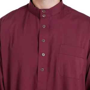 Kaftán para Hombre, Jilbab, Jubba, Thobe, Color Granate, Satén de Algodón, Estilo Árabe Saudí, Jalabiya Turca, Túnica Masculina, Abaya, Thobes Transpirable - Product Image 6