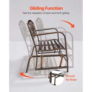 50-Inch Outdoor Carbon Steel Glider <b>Bench</b> Armrests <b>Cast</b> <b>Iron</b> Backrest Weatherproof for Patio <b>Garden</b> Front Porch Antique Bronze - Product Image 4