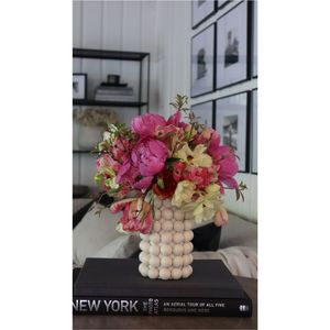 Jarrón de flores de hierro con diseño de burbujas únicas, estilo nórdico, jarrón de metal negro para flores secas, jarrón decorativo alto, decoración de bodas - Product Image 6
