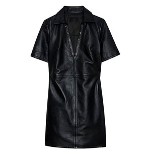 Robe élégante en cuir véritable pour femmes, design élégant, matière douce et durable, confortable pour un usage quotidien - Product Image 1