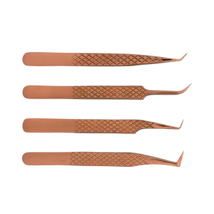 6 pinces à cils en acier inoxydable, pointe droite et courbée, pour extensions de cils, volume et beauté - Product Image 6