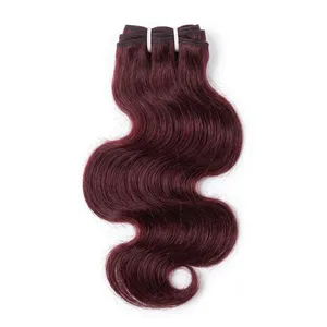 Body Wave Indian Human Hair Weft Bundles Silk Base Transparent HD Reddish Color 100% Remy Hair - Product Image 1