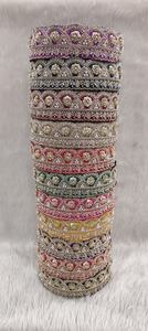 Tela Brocada de Diseño con Bordado Floral, Encaje y Detalles de Cuentas Zari, Tejida en 100% Algodón para Prendas Étnicas de Alta Costura - Product Image 2