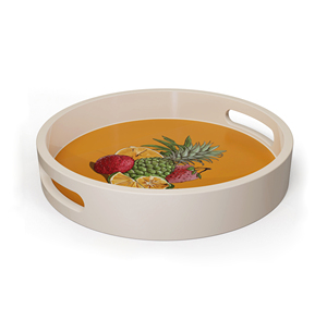 Round Wooden Serving Tray with Toucan and Floral Design Bohemian Style <b>Decorative</b> <b>Plate</b> for Party Use - Product Image 2