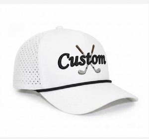 Casquettes vietnamiennes premium 5 panneaux, forme structurée, unisexe, visière incurvée, cordon et broderie 3D personnalisée pour le golf et le sport - Product Image 1