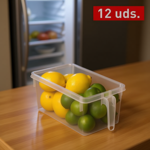 Scatola portaoggetti rettangolare PlasticForte 12 pezzi con coperchio a clip per contenitore alimentare da frigorifero - Product Image 3