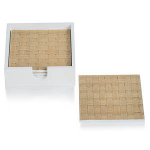 Juego de posavasos de ceniza tejido de 5 piezas con soporte Posavasos elegantes para bebidas como accesorios de cocina para su hogar - Product Image 1