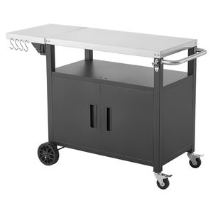 Chariot de barbecue extérieur avec armoire de rangement, étagère supérieure en acier inoxydable de 48,9 pouces, îlot de cuisine étanche - Product Image 1