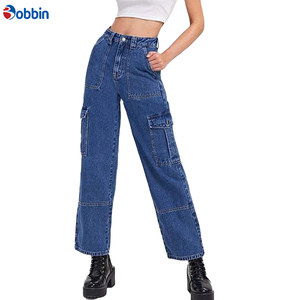 Pantalones Vaqueros de Mezclilla para Mujer, Cintura Media, Estilo Cargo, Transpirables, Ecológicos, Lavado a la Nieve, Personalizados OEM, de BOBBIN INDUSTRIES - Product Image 2